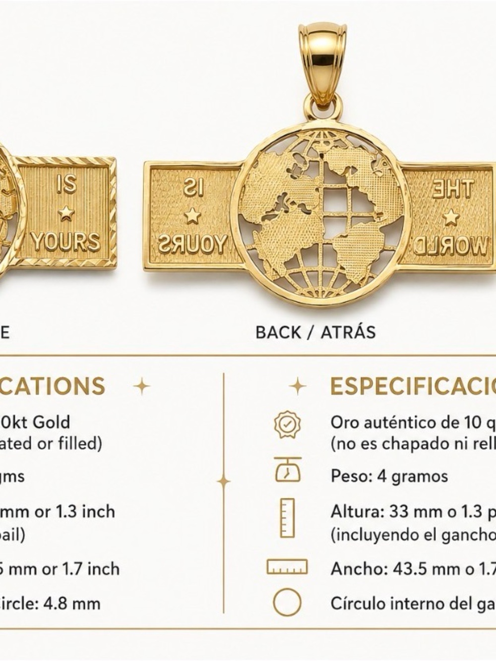 10kt Gold Globe Pendant Necklace - Gold